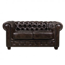 Ε9574,2 CHESTERFIELD 689 2θεσ.Δέρμα Καφέ 160x92x72cm