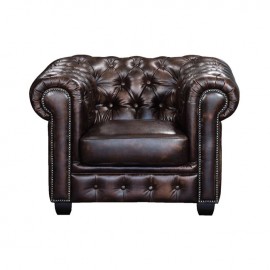 Ε9574,1 CHESTERFIELD 689 Πολυθρόνα Δέρμα Καφέ 103x92x72cm