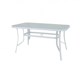 Ε2501,2 RIO Τραπέζι 150x90cm Μεταλλικό Άσπρο/Γυαλί Pear Clear
