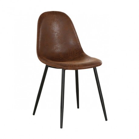 ΕΜ908,1 CELINA Καρέκλα Μεταλλική Μαύρη, Ύφ.Suede Καφέ