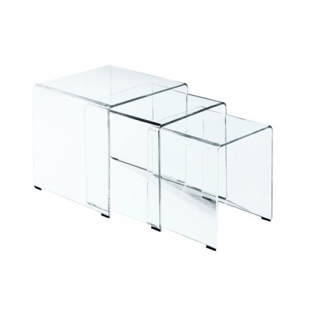 ΕΜ725,1 GLASSER Clear Set-3 Τραπεζάκια γυαλί 10mm 42x42x42cm