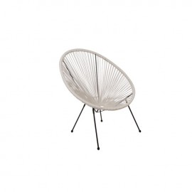 Ε245,1 ACAPULCO Πολ.Μεταλ.Μαύρη, Plastic Rattan Άσπρο