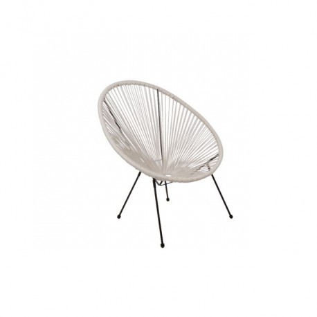 Ε245,1 ACAPULCO Πολ.Μεταλ.Μαύρη, Plastic Rattan Άσπρο