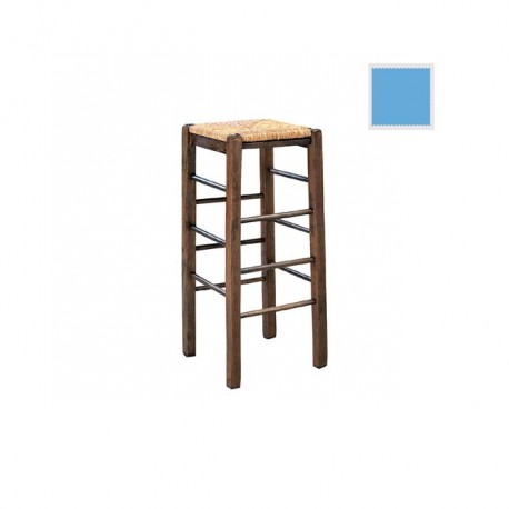 Ρ977,Ε4 ΤΑΒΕΡΝΑΣ Σκαμπώ BAR 42R Ψάθα Εμποτ.Λάκα Γαλάζιο