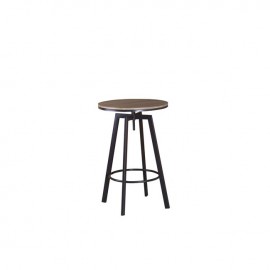 ΕΜ9793,1Τ YORK Τραπέζι BAR Φ60cm Μεταλ.Σκ.Καφέ/Καρυδί