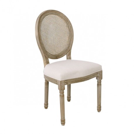 Ε754,1 JAMESON Καρέκλα Decape με Ψάθα/Ύφασμα Εκρού