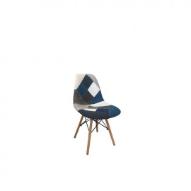 ΕΜ123,83 ART Wood Καρέκλα PP, Ύφασμα Patchwork Blue