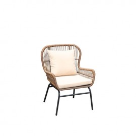 Ε243,Κ SALSA MAX Πολυθρ.Μεταλ.Μαύρη/Wicker Φυσικό, Μαξ.Eκρού