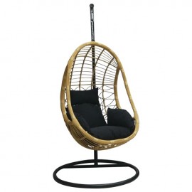 Ε6768,1 SALSA Κρεμαστή Πολυθ.Μεταλ.Μαύρη/Wicker Φυσικό/Μαξ.Μαύρο