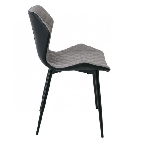 ΕΜ809,1 DAVID Καρέκλα Μεταλλική Μαύρη/Pu Μαύρο/Ύφασμα Cappuccino