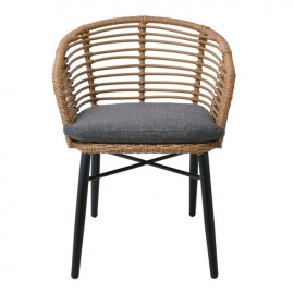 Ε259,1 SALSA Alu STACK Πολυθρ. Στοιβαζόμενη Μαύρη/Wicker Φυσικό, Μαξ.Γκρι