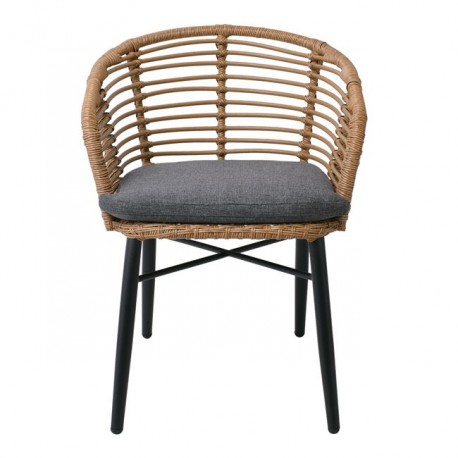 Ε259,1 SALSA Alu STACK Πολυθρ. Στοιβαζόμενη Μαύρη/Wicker Φυσικό, Μαξ.Γκρι
