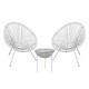 Ε245,Α1S ACAPULCO Set (Τραπ+2 Πολ) Μετ.Άσπρο, Plastic Rattan Άσπρο