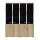 200-000173 Nτουπάπα γραφείου τετράφυλλη με γυάλινες πόρτες Lotus pakoworld χρώμα φυσικό-ανθρακί 160x40,5x200εκ