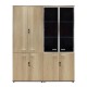 200-000174 Nτουπάπα γραφείου τετράφυλλη με γυάλινες πόρτες Lotus pakoworld χρώμα φυσικό-ανθρακί 160x40,5x200εκ