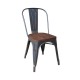 Ε5191W,10 RELIX Wood Dark Oak Καρέκλα Antique Black High (Συσκ.10)