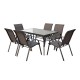 Ε2405,S RIO Set (Τραπ.140x80cm+6 Πολ) Μετ.Καφέ/Text.Καφέ