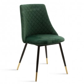 096-000012 Καρέκλα Giselle pakoworld μεταλλική μαύρη με ύφασμα βελουτέ πράσινο