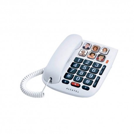 Ενσύρματο τηλέφωνο με 6 μεγάλα πλήκτρα άμεσης κλήσης Λευκό TMAX10