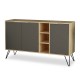 119-001063 Μπουφές Clara pakoworld χρώμα light oak-ανθρακί 142x35.5x82εκ