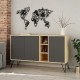 119-001063 Μπουφές Clara pakoworld χρώμα light oak-ανθρακί 142x35.5x82εκ
