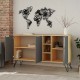 119-001063 Μπουφές Clara pakoworld χρώμα light oak-ανθρακί 142x35.5x82εκ