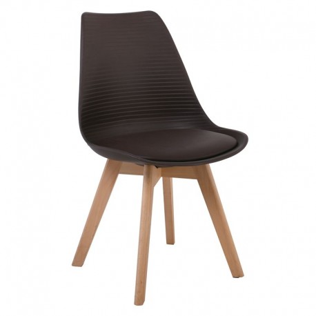 ΕΜ136,01S MARTIN STRIPE Καρέκλα PP Καφέ (Ξύλινο πόδι-Μοντ/νη ταπετσαρία)