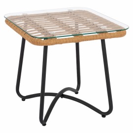 ΤΡΑΠΕΖΙ ΜΕΤΑΛΛΙΚΟ HM5717 ΜΕ WICKER ΜΠΕΖ 50x50x48,5 εκ.