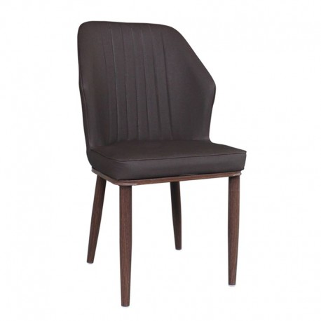 ΕΜ156,3 DELUX Καρέκλα Μέταλλο Βαφή Καρυδί  / Linen PU Σκούρο Καφέ
