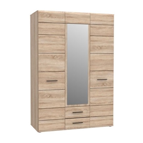TO-SOLO3D2S Ντουλάπα Solo 3D2S 136x58x197 Sonoma με λεπτομέρειες Wenge και MDF Καμπυλωτό τελείωμα στις πόρτες TO-SOLO3D2S