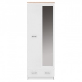 TO-TOPSFZ2D1S60W Top Mix 60x33x183 WH, Λευκή-Σονόμα, με Καθρέπτη και Συρτάρι, Ιδανική για Είσοδο TO-TOPSFZ2D1S60W