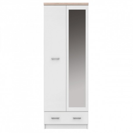 TO-TOPSFZ2D1S60W Top Mix 60x33x183 WH, Λευκή-Σονόμα, με Καθρέπτη και Συρτάρι, Ιδανική για Είσοδο TO-TOPSFZ2D1S60W