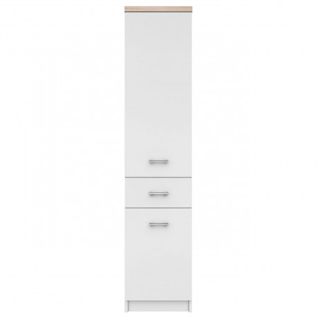 TO-TOPREG2D1SW Ντουλάπα Top Mix 40x33x183 WH, Λευκή-Σονόμα, με 2 Πόρτες και Συρτάρι, Ιδανική για Είσοδο TO-TOPREG2D1SW