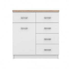 TO-TOP1D4SW Top Mix Κομότα 80x33x85 με 4 συρτάρια και ένα ντουλάπι λευκό με Sonoma TO-TOP1D4SW