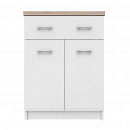 TO-TOP2D1S60W Κομότα Top Mix 60x33x85, Λευκό-Σονόμα, 2 ντουλάπια και 1 συρτάρι κατάλληλο για είσοδο . TO-TOP2D1S60W