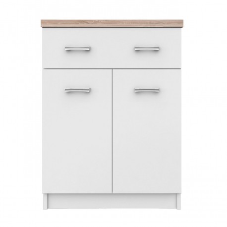TO-TOP2D1S60W Κομότα Top Mix 60x33x85, Λευκό-Σονόμα, 2 ντουλάπια και 1 συρτάρι κατάλληλο για είσοδο . TO-TOP2D1S60W