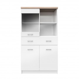 TO-TOP2D1W1S80W Top Mix Βιτρίνα 80x33x145, Λευκή-Σονόμα, με Συρτάρι και Ράφια TO-TOP2D1W1S80W