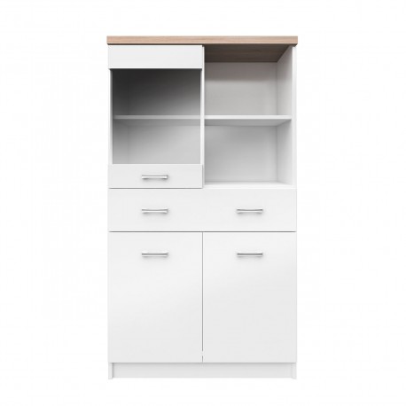 TO-TOP2D1W1S80W Top Mix Βιτρίνα 80x33x145, Λευκή-Σονόμα, με Συρτάρι και Ράφια TO-TOP2D1W1S80W