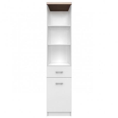 TO-TOPREG1D1SW Top Mix Ραφιέρα 40x33x183, Λευκή-Σονόμα, με ένα συρτάρι και ένα ντουλάπι TO-TOPREG1D1SW