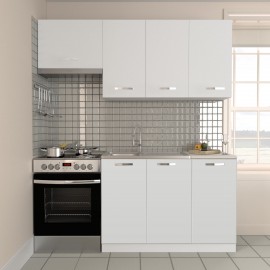 SO-CSET3W Κουζίνα Charlotte Σετ 3 (με δυνατότητα επέκτασης) Λευκή με μεταλλικά χερούλια. Σετ 5 κουτιών για κουζίνα. Άνω κουτιά 1