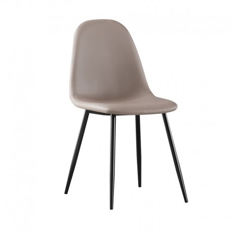 ΕΜ907,3ΜP CELINA Καρέκλα Μεταλλική Μαύρη, Pvc Cappuccino