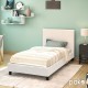 006-000012 Κρεβάτι Nevil pakoworld μονό 100x200 PU χρώμα λευκό ματ με ανατομικές τάβλες