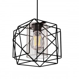 MEC-1769F1BLACK Κρεμαστό Φωτιστικό Multi Mονόφωτο Μαύρο με Γυαλί Μεταλλικό Ε27 25*25*70cm MEC-1769F1BLACK