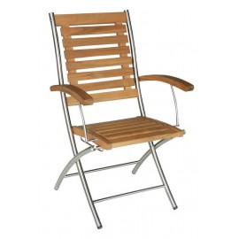 14315-SIE-A-TEAK-INOX Ξύλινη Πτυσσόμενη Πολυθρόνα Χαμηλής Πλάτης Με Ανοξείδωτο Σκελετό Χωρίς Θέσεις ,Teak