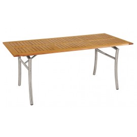 14318-MAL-18-TEAK-INOX Ξύλινο Παραλ/μο Σταθερό Τραπέζι Teak Με Ανοξείδωτο Σκελετό 180 x 85cm