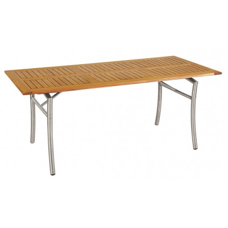 14318-MAL-18-TEAK-INOX Ξύλινο Παραλ/μο Σταθερό Τραπέζι Teak Με Ανοξείδωτο Σκελετό 180 x 85cm