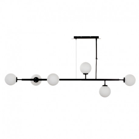 6170-6-BL InLight Κρεμαστό φωτιστικό από μαύρο μέταλλο και λευκή οπαλίνα (6170-6-BL)