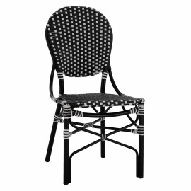ΚΑΡΕΚΛΑ ΑΛΟΥΜΙΝΙΟΥ BAMBOO LOOK ΜΕ WICKER ΜΑΥΡΟ ΑΣΠΡΟ HM5792.02 46x60x96 εκ.