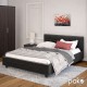006-000017 Κρεβάτι Roi pakoworld διπλό 160x200 PU μαύρο ματ + αποθηκευτικό χώρο με ανατομικές τάβλες