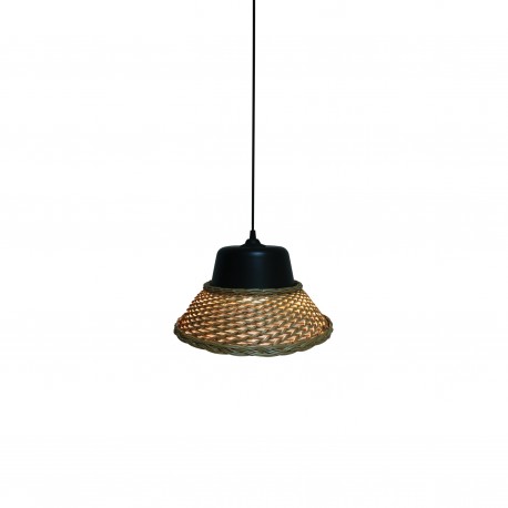 77-3636 L-W-1702 MINE PENDANT LAMP BLACK & NATURAL Z5